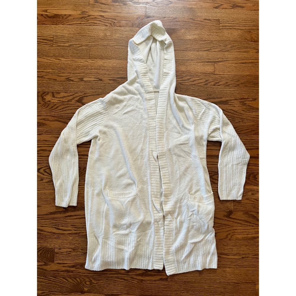 Barefoot Dreams CozyChic Lite Hooded Cardigan Cream White QVWCL1324 Large